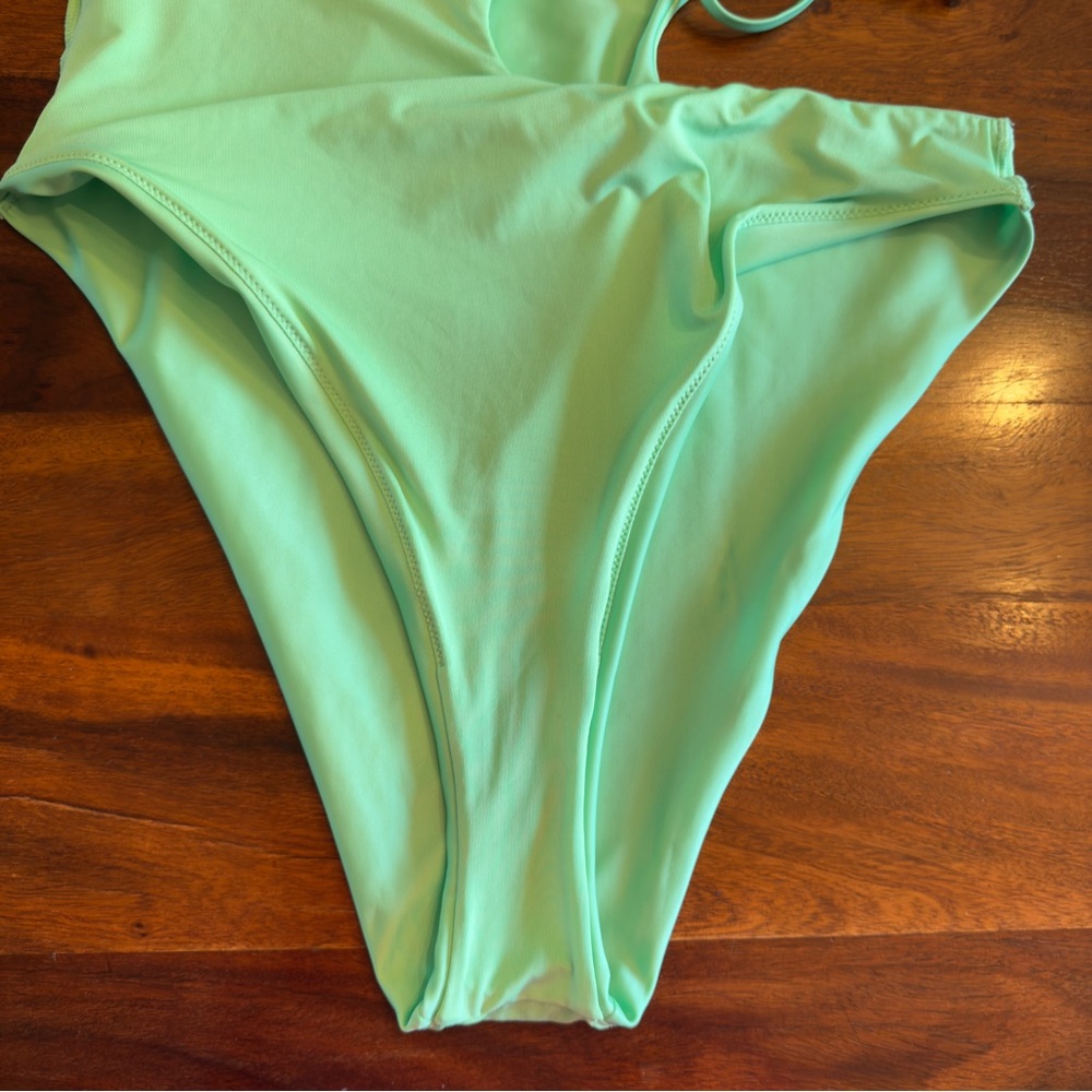 H & M neon green one piece swimsuit with side cut out L - Picture 5 of 6